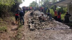 Puluhan Warga Desa Tanjungjaya Kompak Bergerak Swadaya Perbaiki Jalan Desa