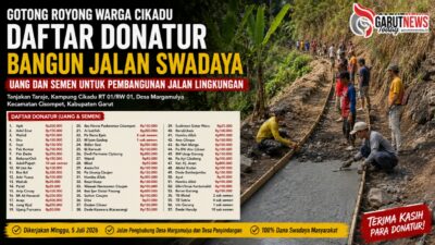Daftar Donatur Terus Bertambah, Semangat Gotong Royong Warga Cikadu Bangun Jalan Lingkungan Patut Diapresiasi